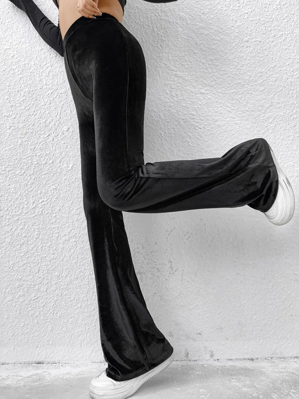 Velvet High Waist Black Flares