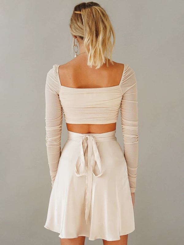 Satin Wrap Mini Skirt