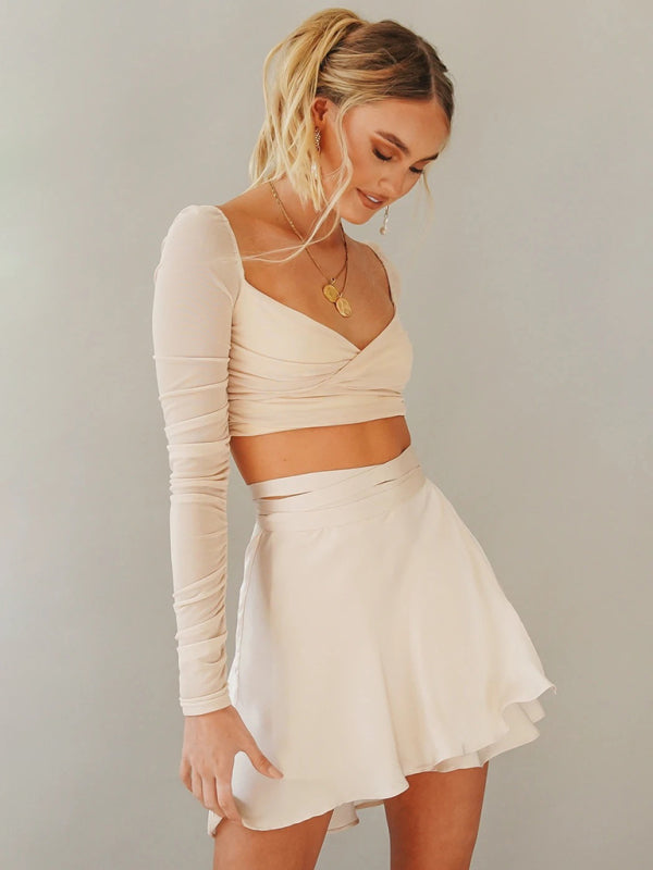 Satin Wrap Mini Skirt