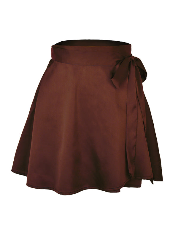 Satin Wrap Mini Skirt