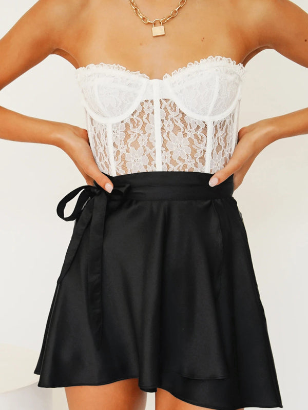 Satin Wrap Mini Skirt