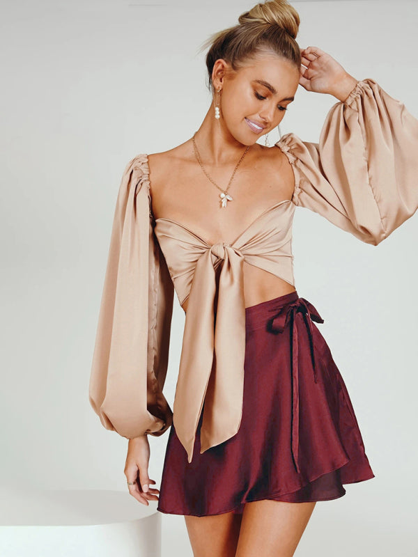 Satin Wrap Mini Skirt