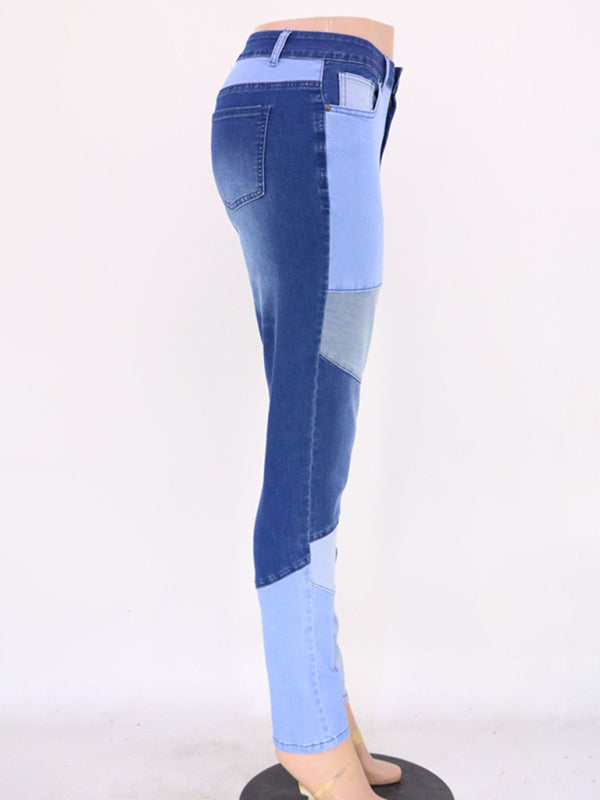 Colorblock Denim Skinny Jeans