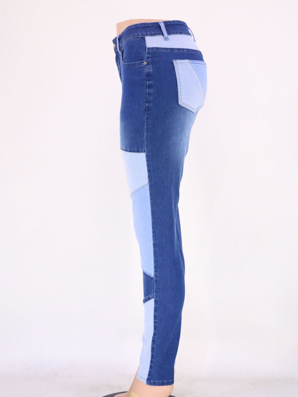 Colorblock Denim Skinny Jeans