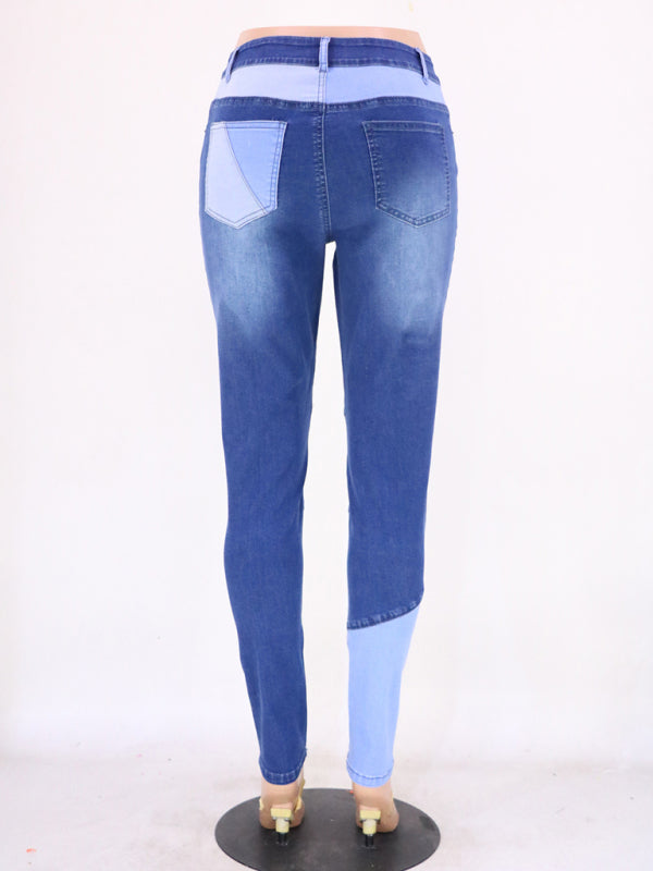 Colorblock Denim Skinny Jeans