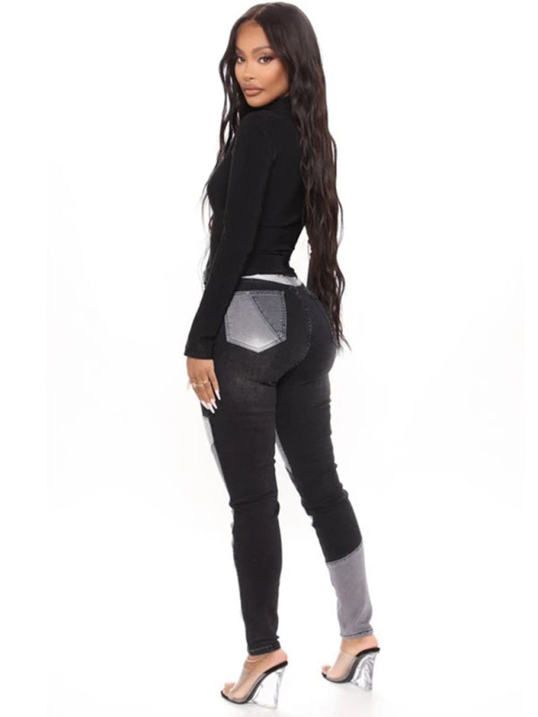 Colorblock Denim Skinny Jeans
