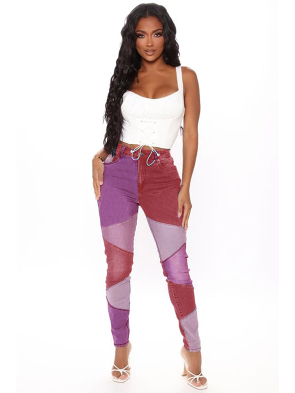 Colorblock Denim Skinny Jeans