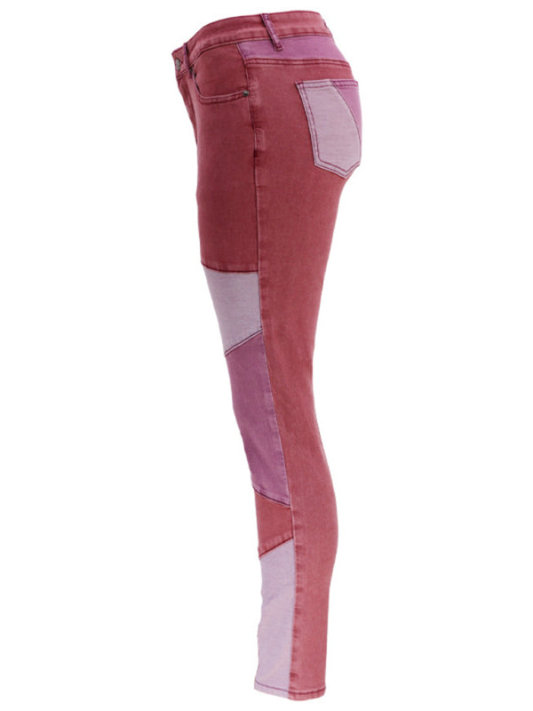 Colorblock Denim Skinny Jeans