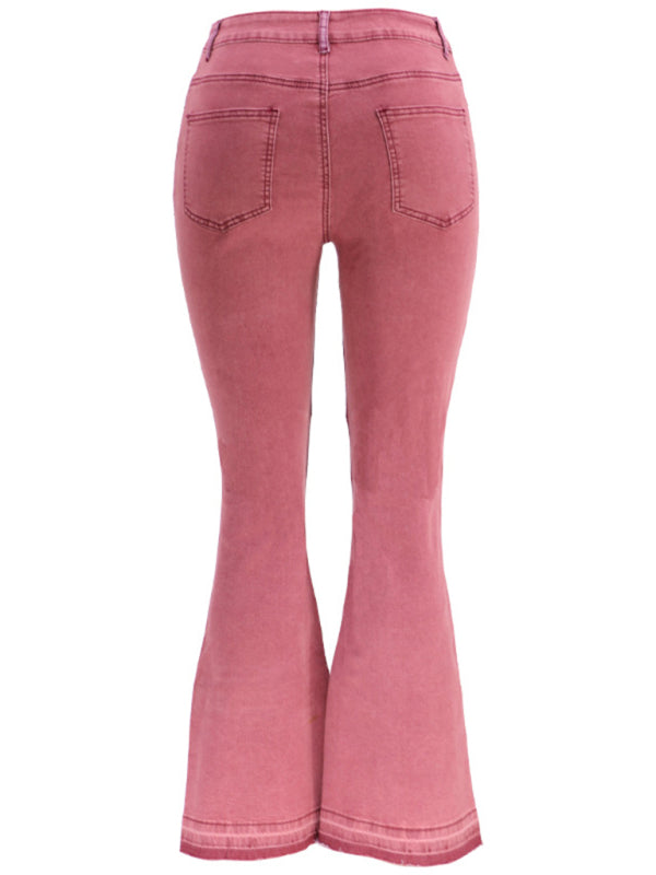 Colorblock High Waist Flared Denim Jeans