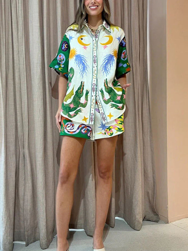 Circus Mystic Printed Shorts and Oversize Shirt Set