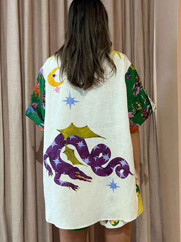 Circus Mystic Printed Shorts and Oversize Shirt Set