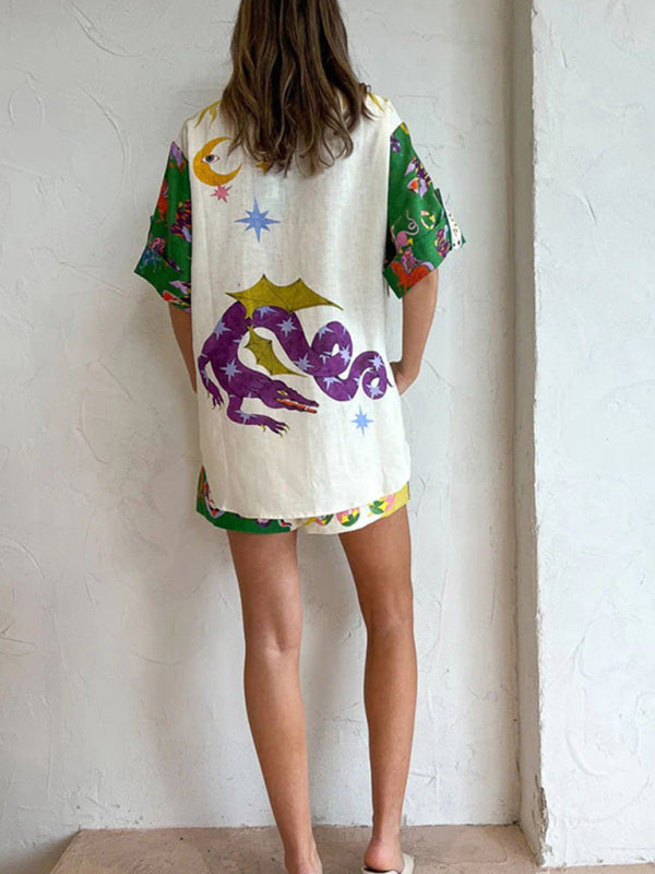 Circus Mystic Printed Shorts and Oversize Shirt Set