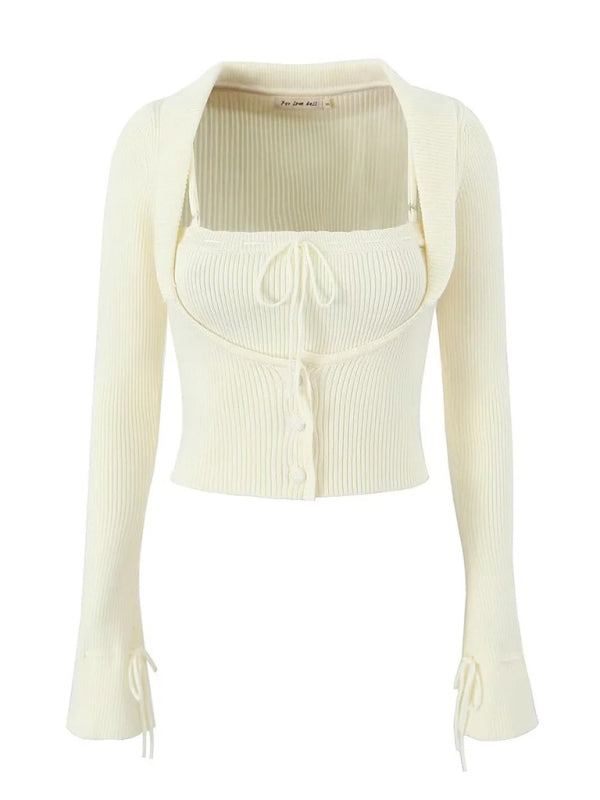 Preppy Cardigan Top and Mini Knitted Set