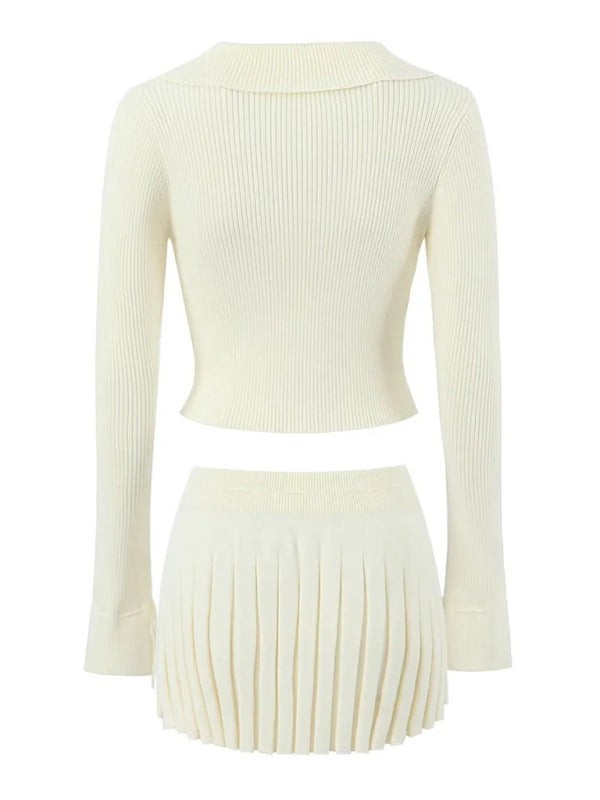 Preppy Cardigan Top and Mini Knitted Set