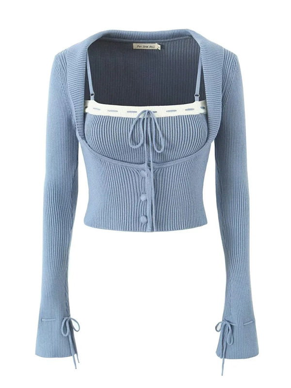 Preppy Cardigan Top and Mini Knitted Set