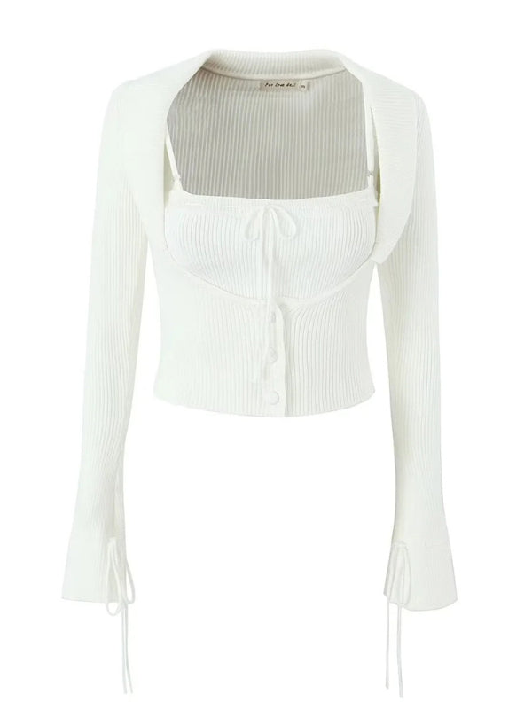 Preppy Cardigan Top and Mini Knitted Set