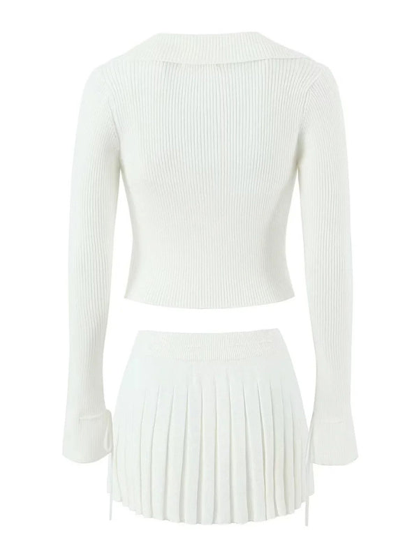 Preppy Cardigan Top and Mini Knitted Set
