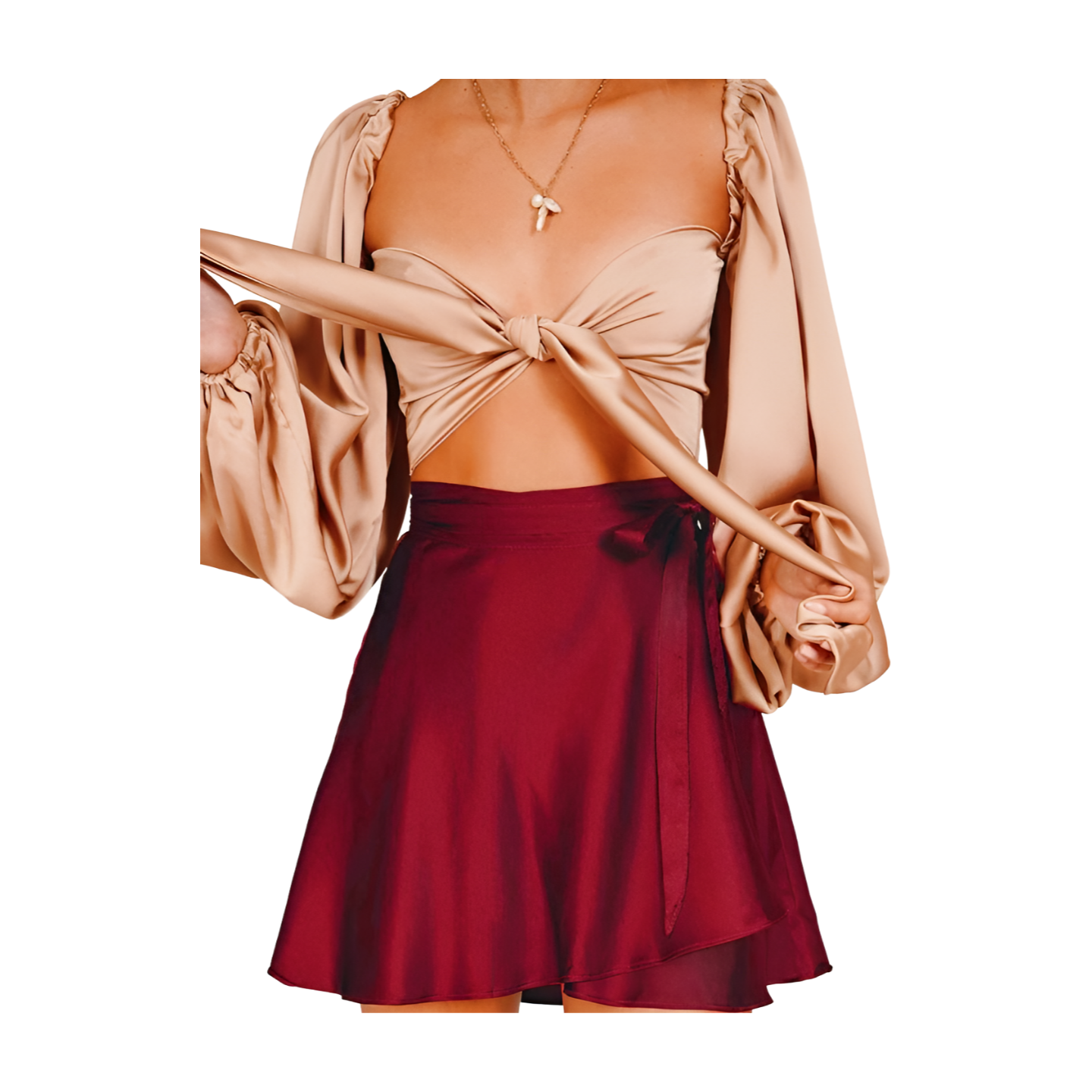 Satin Wrap Mini Skirt