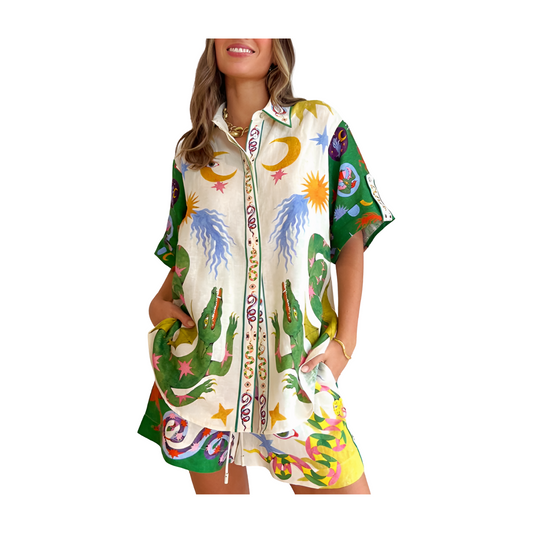 Circus Mystic Printed Shorts and Oversize Shirt Set