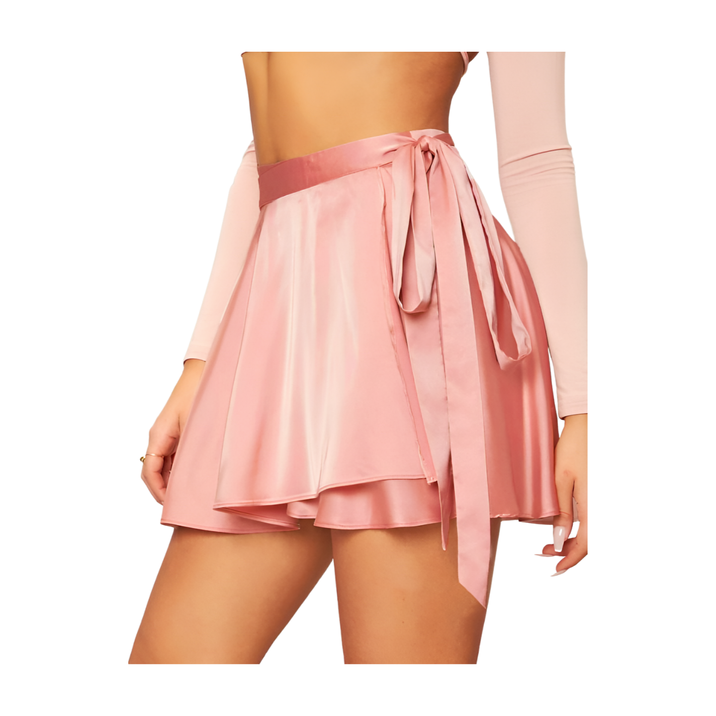 Satin Wrap Mini Skirt