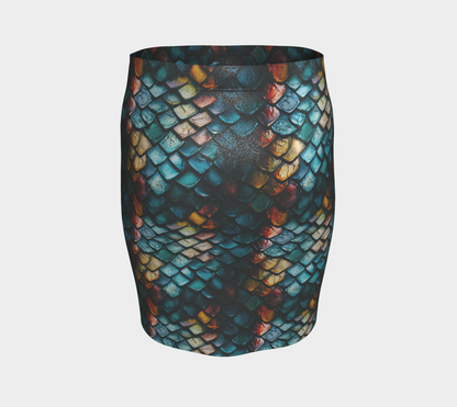 Glitter Dragon 01 Fitted Skirt