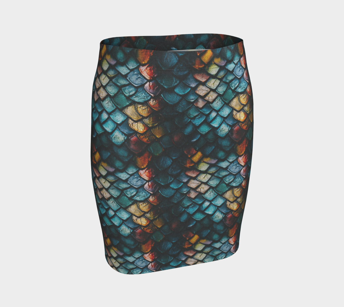 Glitter Dragon 01 Fitted Skirt
