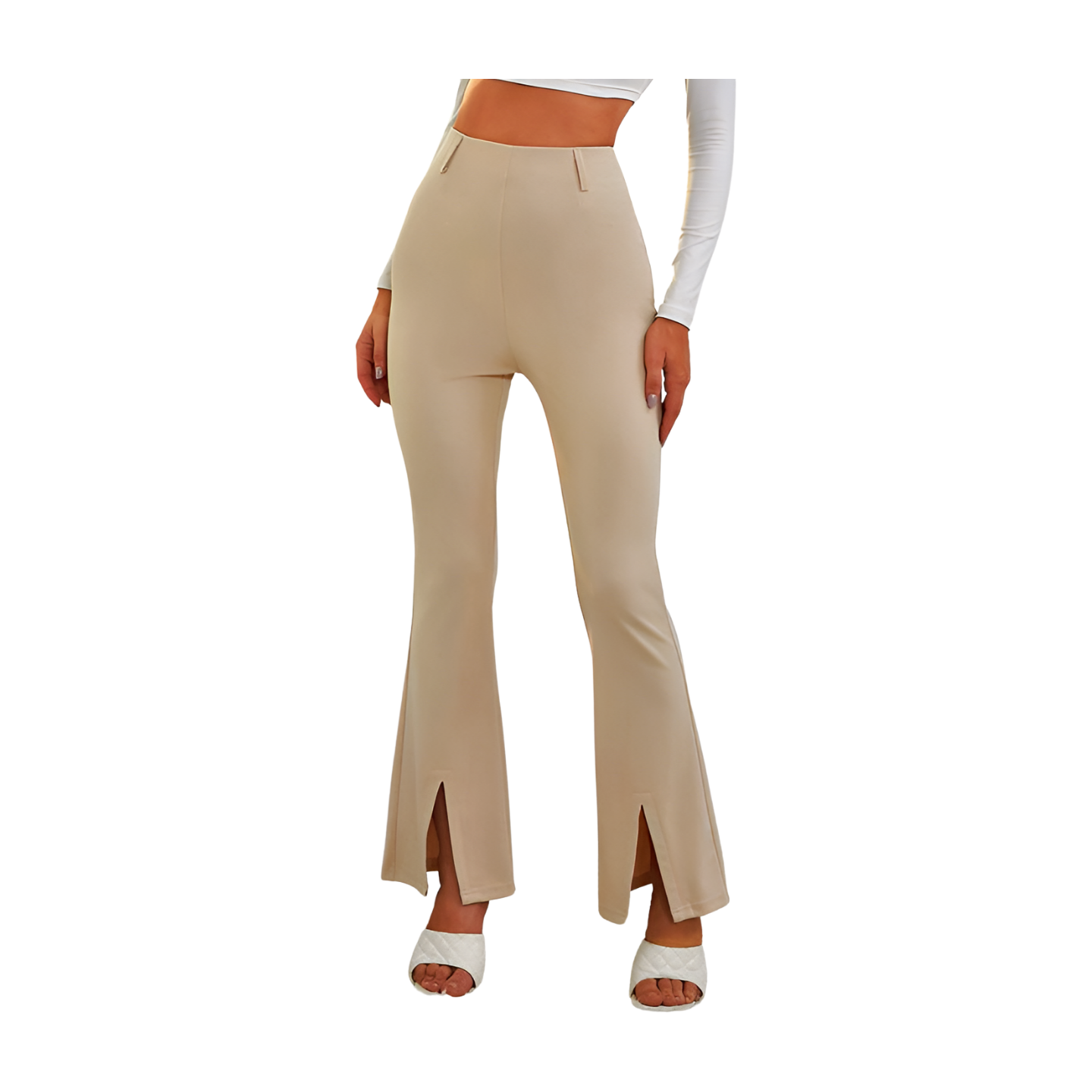 High Waist Ankle Split Slacks