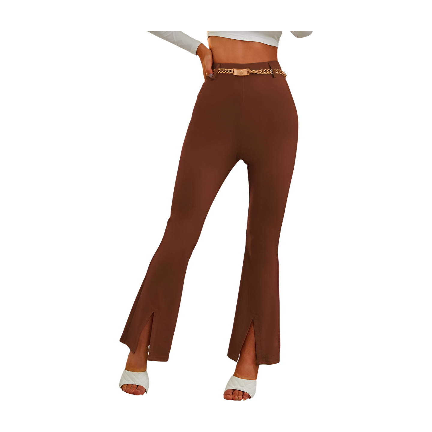 High Waist Ankle Split Slacks