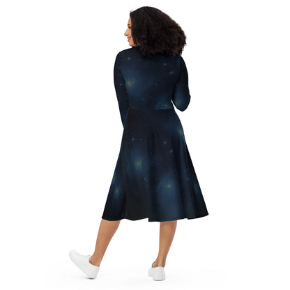 BLUE MOON Long Sleeve Midi Dress