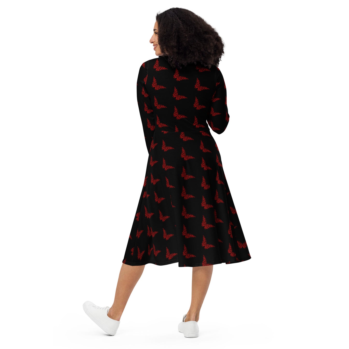 BUTTERFLY EFFECT Long Sleeve Midi Dress