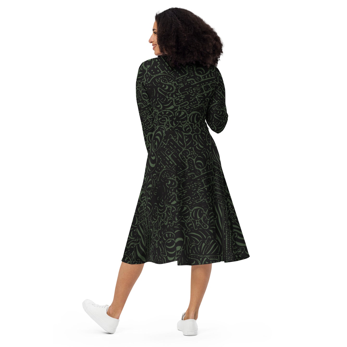 DATA MINING Long Sleeve Midi Dress