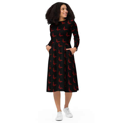 BUTTERFLY EFFECT Long Sleeve Midi Dress