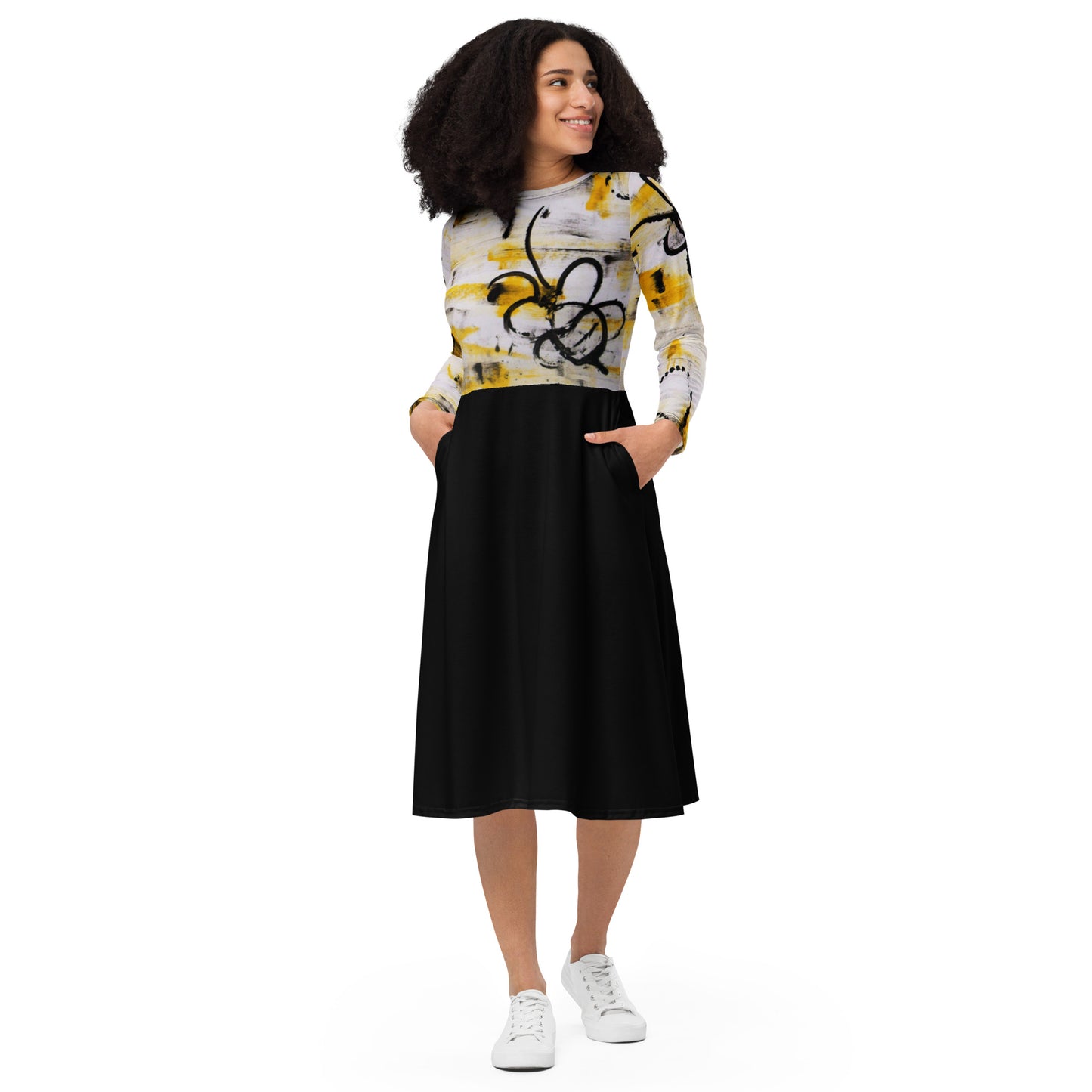 BUZZZ Long Sleeve Midi Dress