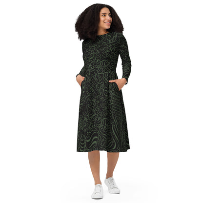 DATA MINING Long Sleeve Midi Dress