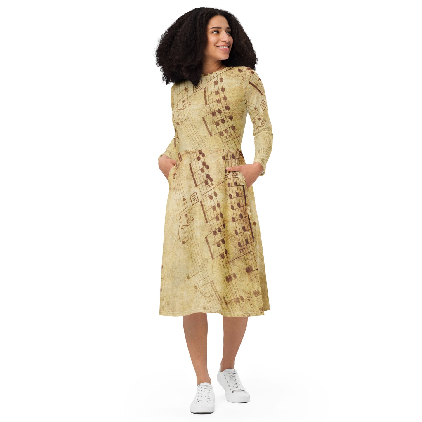 MUSIKA Long Sleeve Midi Dress