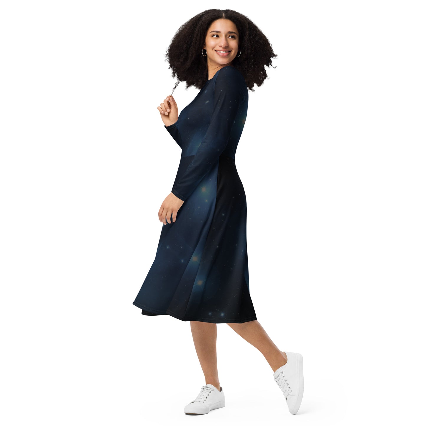 BLUE MOON Long Sleeve Midi Dress