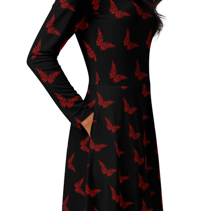 BUTTERFLY EFFECT Long Sleeve Midi Dress