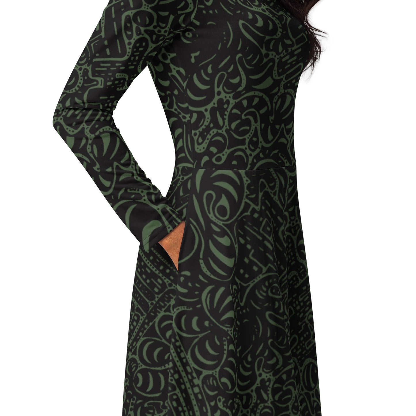 DATA MINING Long Sleeve Midi Dress