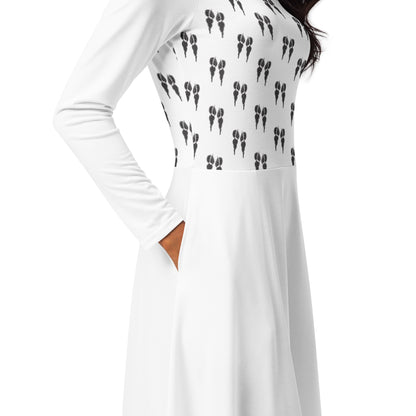 SEASHELLS Long Sleeve Midi Dress