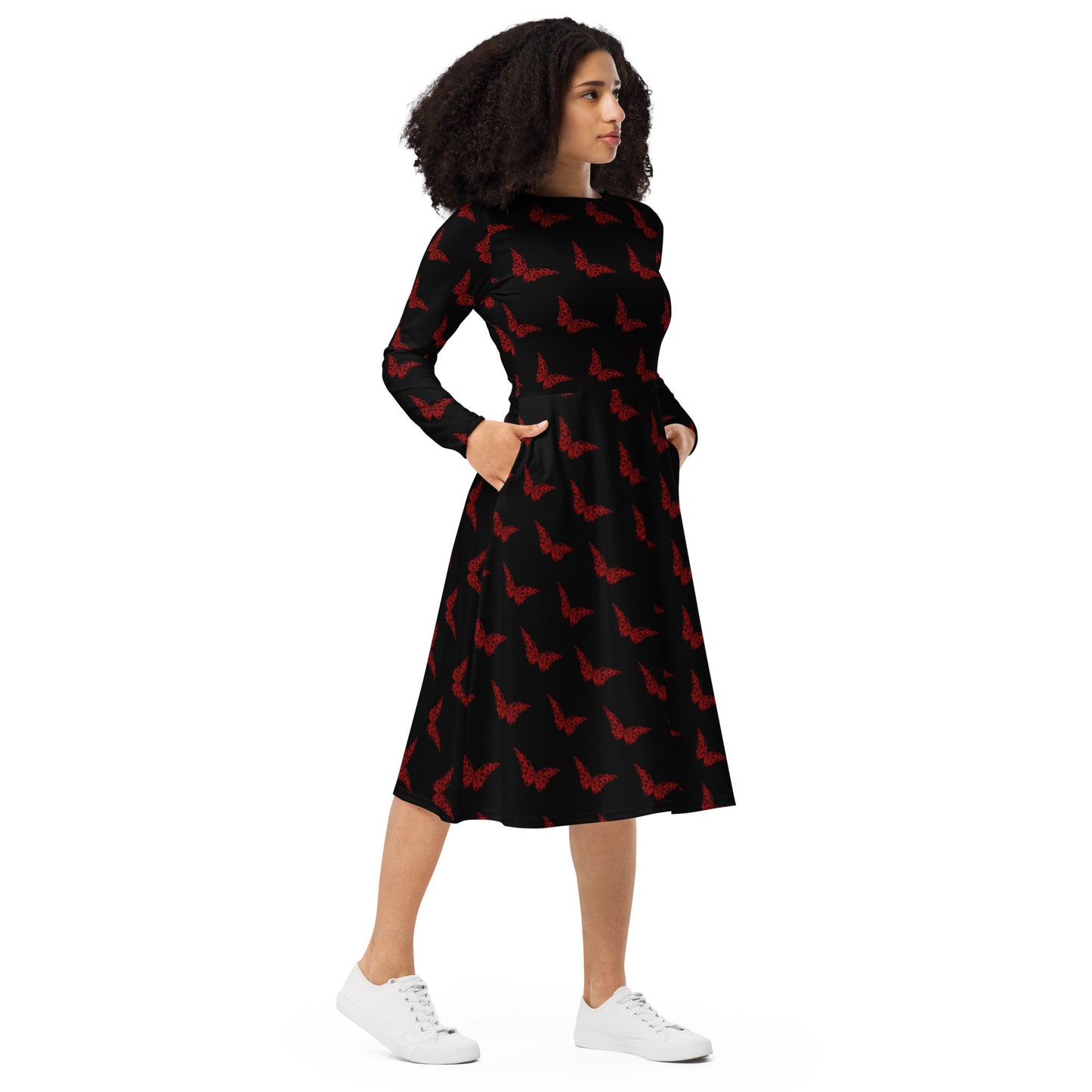 BUTTERFLY EFFECT Long Sleeve Midi Dress