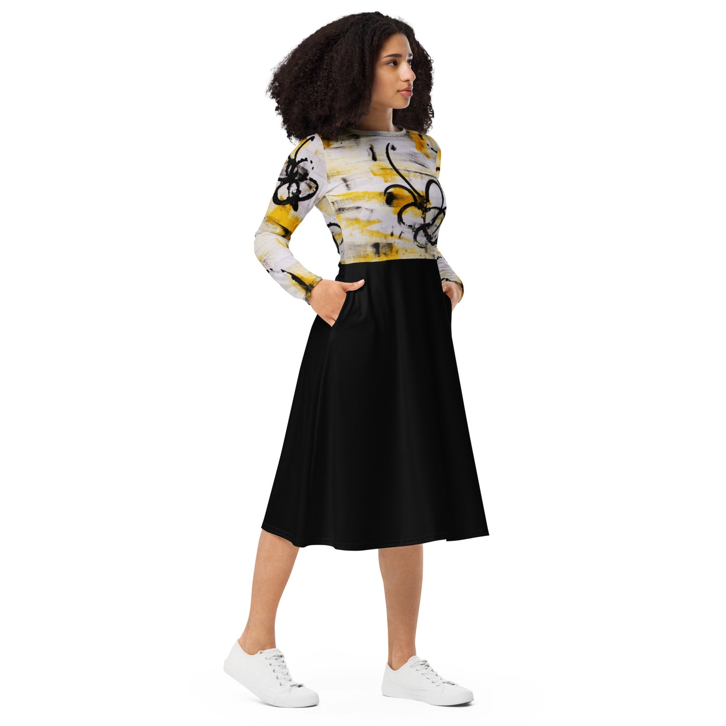 BUZZZ Long Sleeve Midi Dress