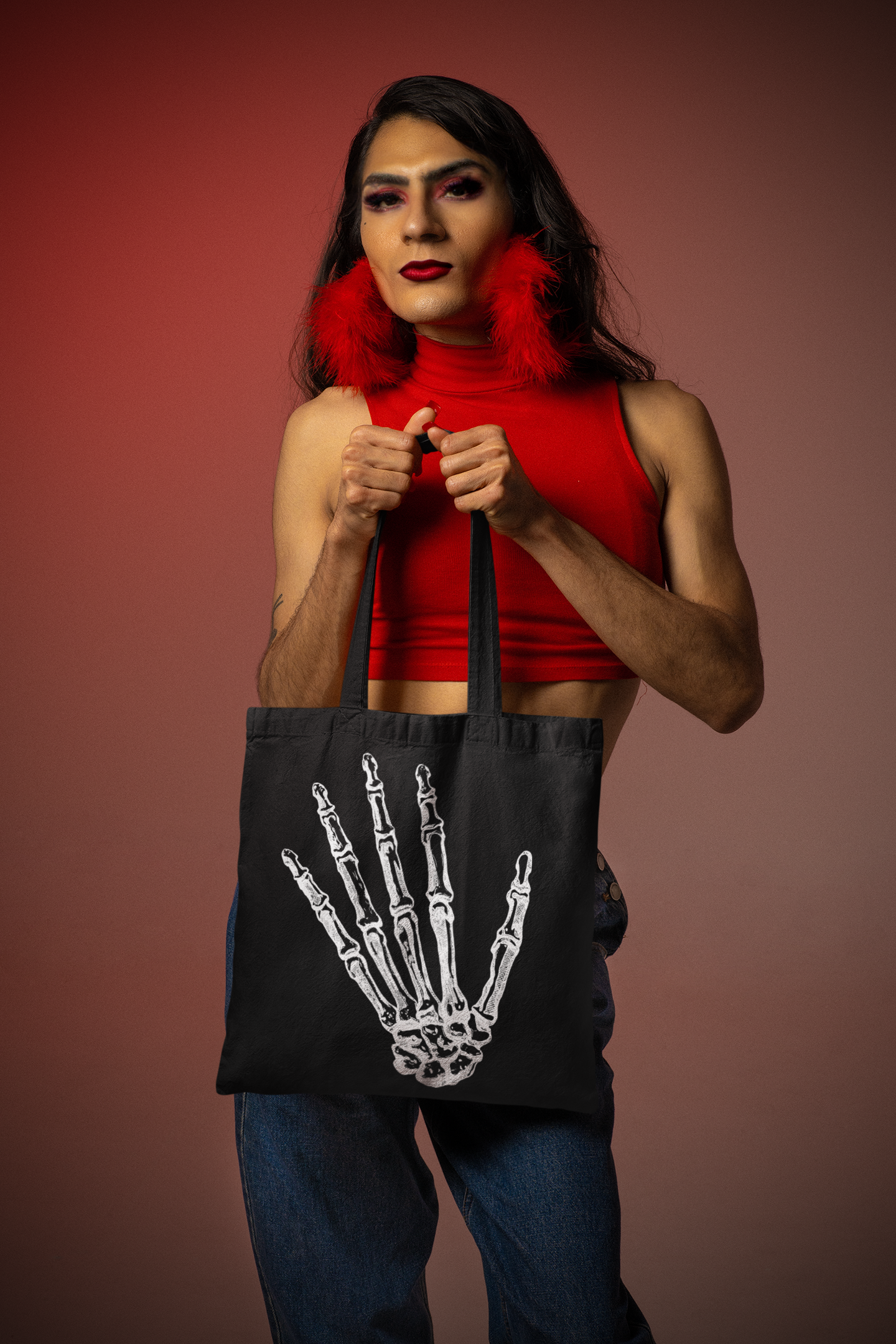 phalanges skelebag tote by dead thistle clothing