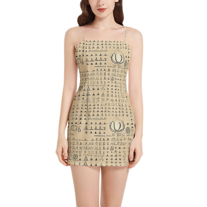 SIGILS & SIGNS SANSKRIT Sleeveless Square Neckline Spaghetti Strap Mini Dress