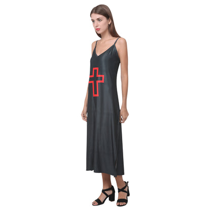 CRUSADE V-Neck Open Fork Long Dress