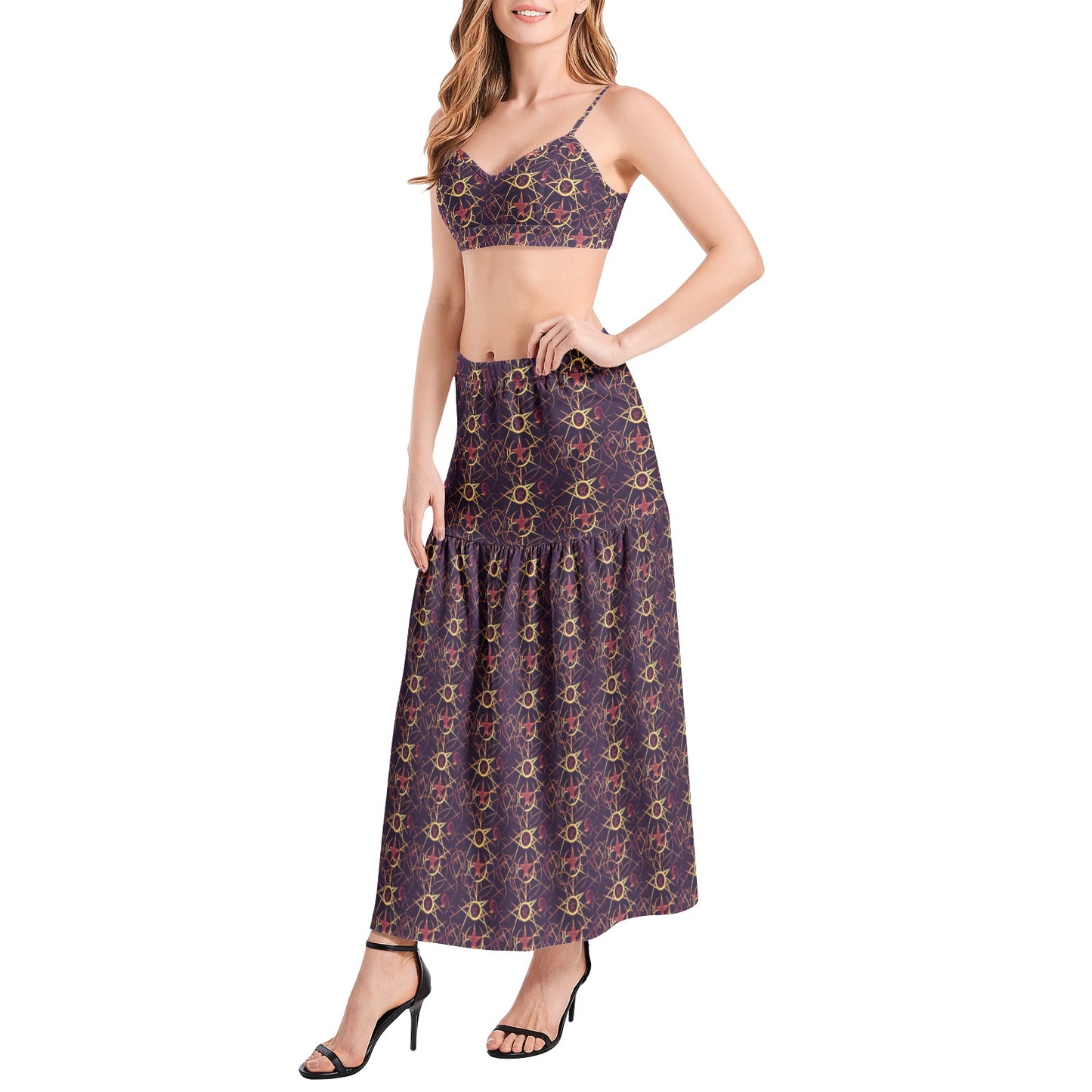 WICCA Bralette Top and High Slit Thigh Skirt Set