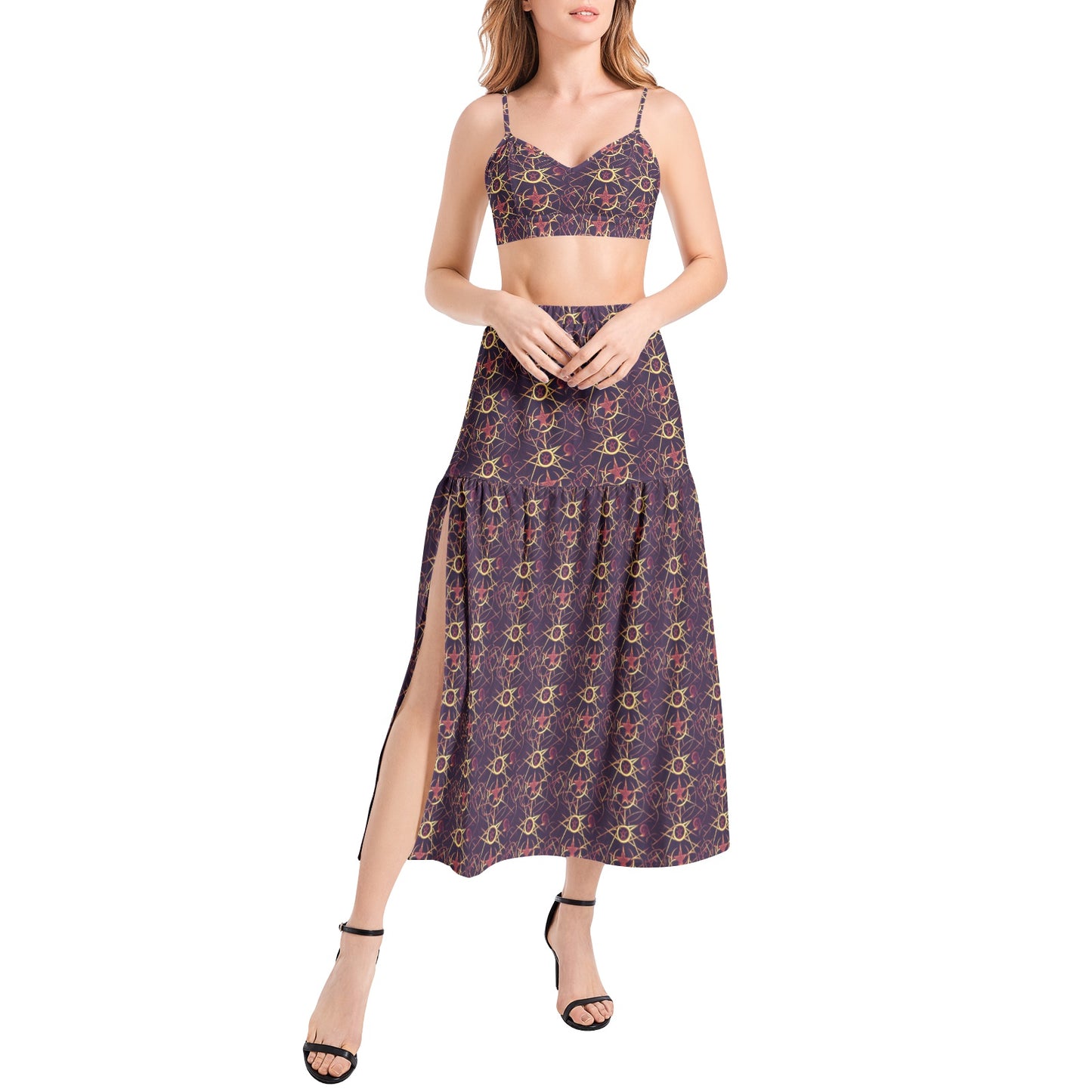 WICCA Bralette Top and High Slit Thigh Skirt Set