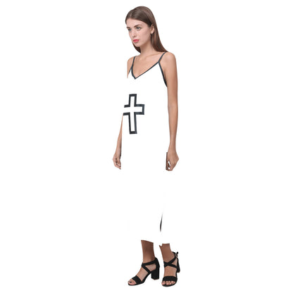 CRUSADE V-Neck Open Fork Long Dress