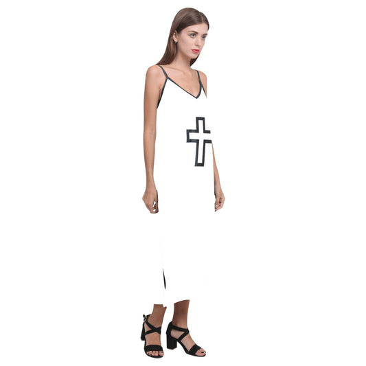 CRUSADE V-Neck Open Fork Long Dress