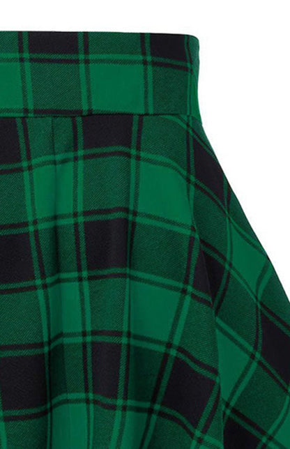 Lace Up Waist Plaid Pattern Print Skirt