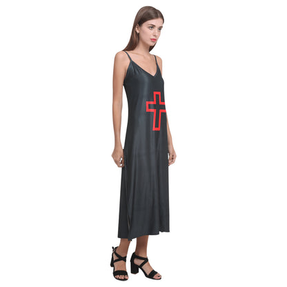 CRUSADE V-Neck Open Fork Long Dress